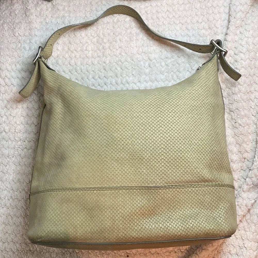 FOSSIL Marlow Sage Green‎ Soft Snake Bag Embossed Leather Hobo ZB8554